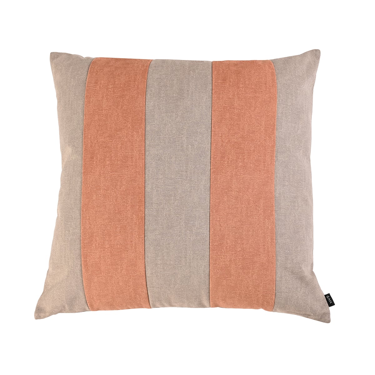 Cojin 50 x 50 cm Soffio - Taupe con rayas naranjas