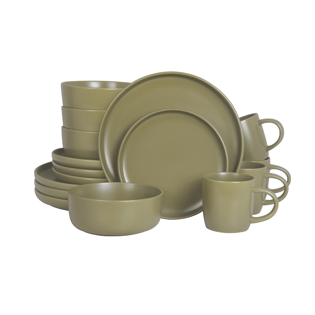 Vajilla de cerámica para 4 personas Lagos - Verde olivo