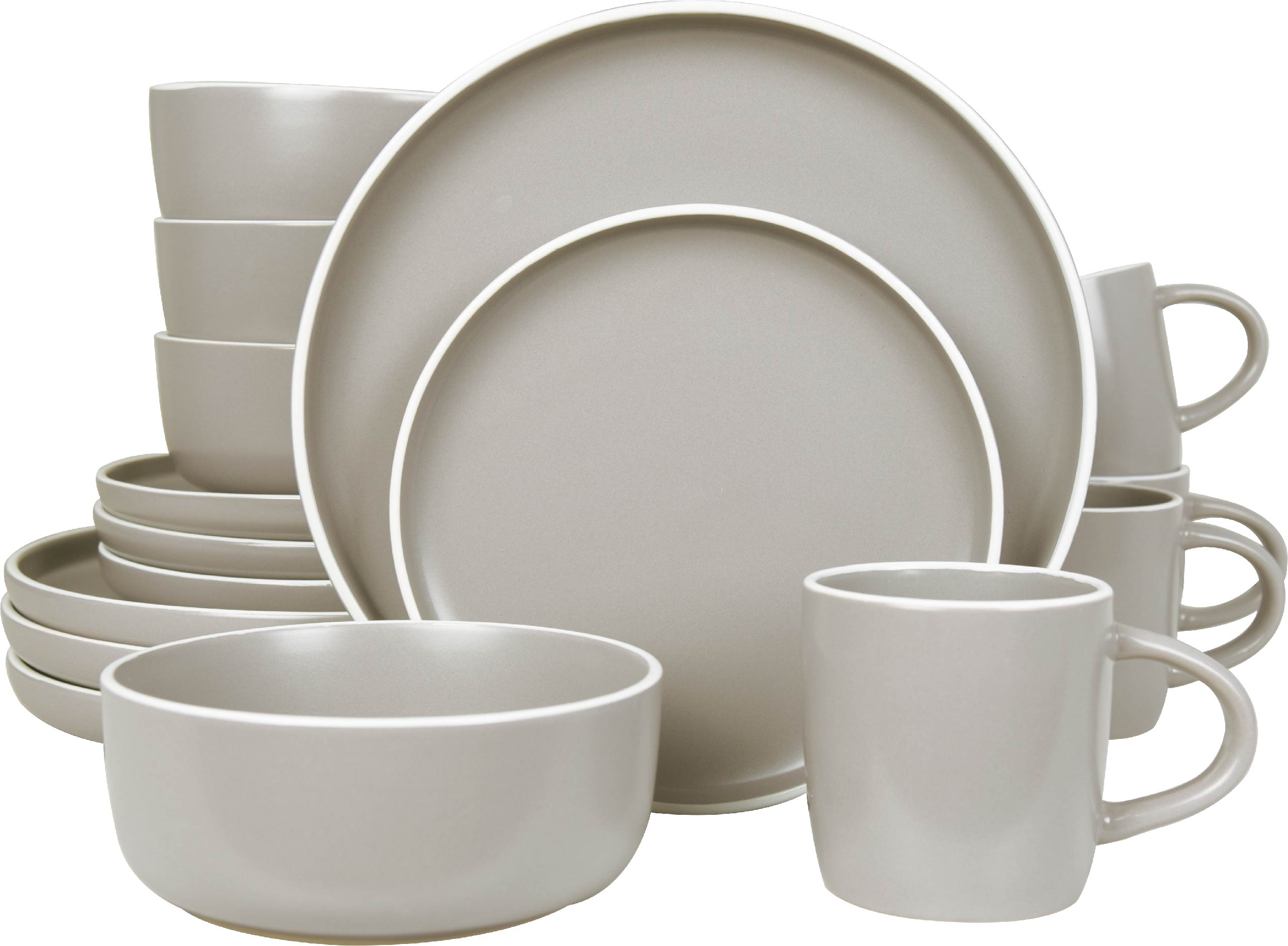 Vajilla de cerámica para 4 personas Valle - Gris claro