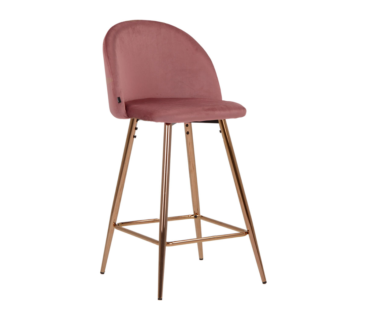 Banco alto Jonotla velvet pata cobre - Rosa