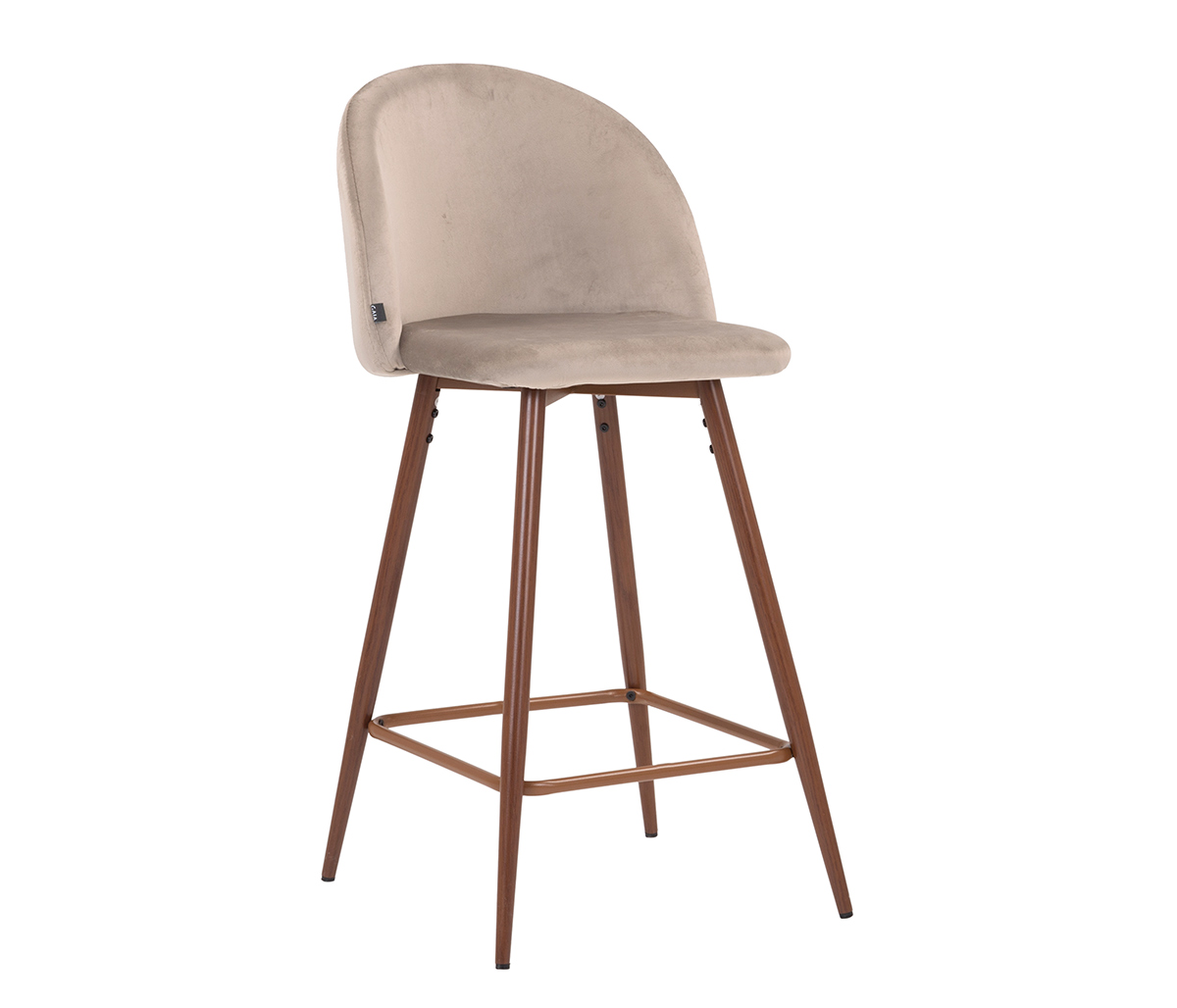 Banco alto Jonotla velvet pata nogal - Taupe claro
