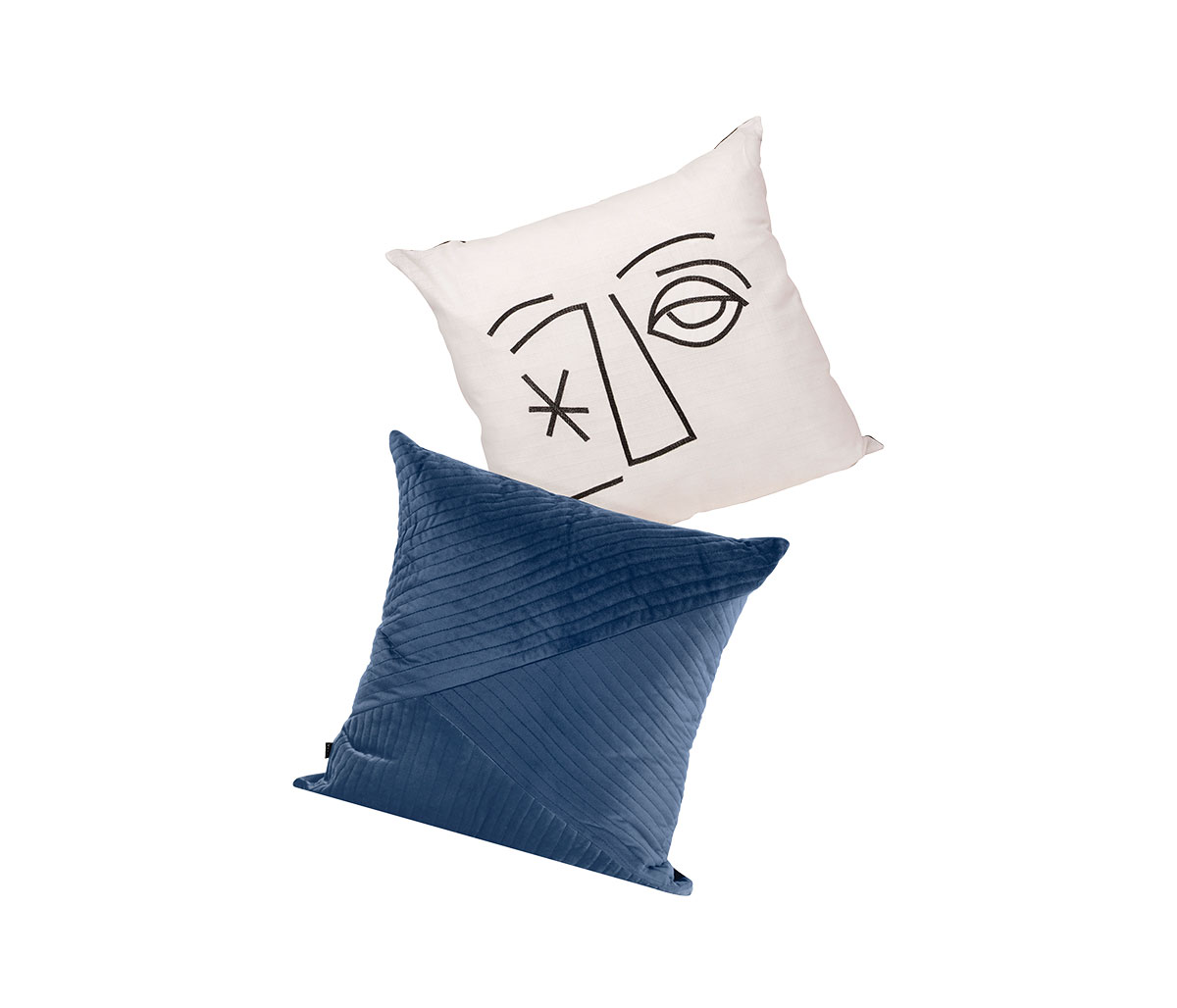Cojín Bunek 50x50 - Azul marino + Cojín Alterno 50x50 - Blanco