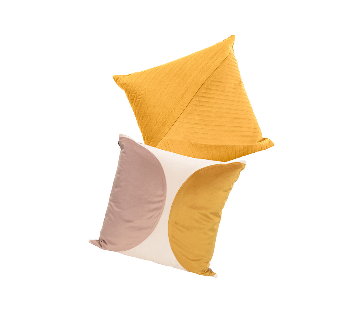 Cojín Bunek 50x50 - Dorado + Cojín 50x50 Cahualli - Rosa