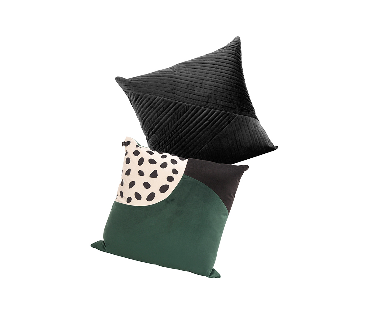 Cojín Bunek 50x50 - Negro + Cojín 50x50 Mictla - Verde