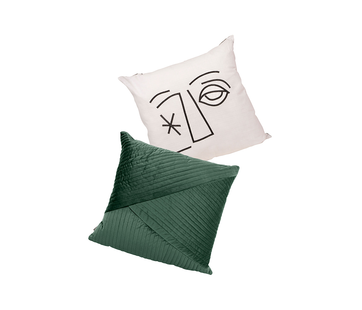 Cojín Bunek 50x50 - Verde + Cojín Alterno 50x50 - Blanco