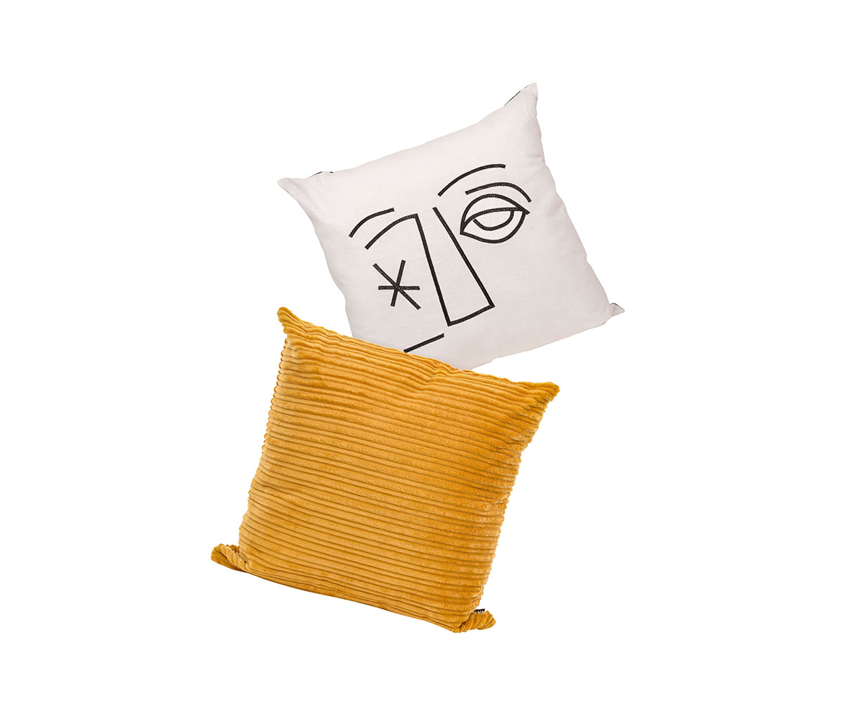 Cojín Navil 50x50 - Dorado + Cojín Alterno 50x50 - Blanco