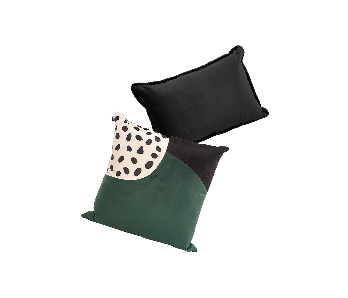 Cojín Tavary 30x50 - Negro + Cojín 50x50 Mictla - Verde