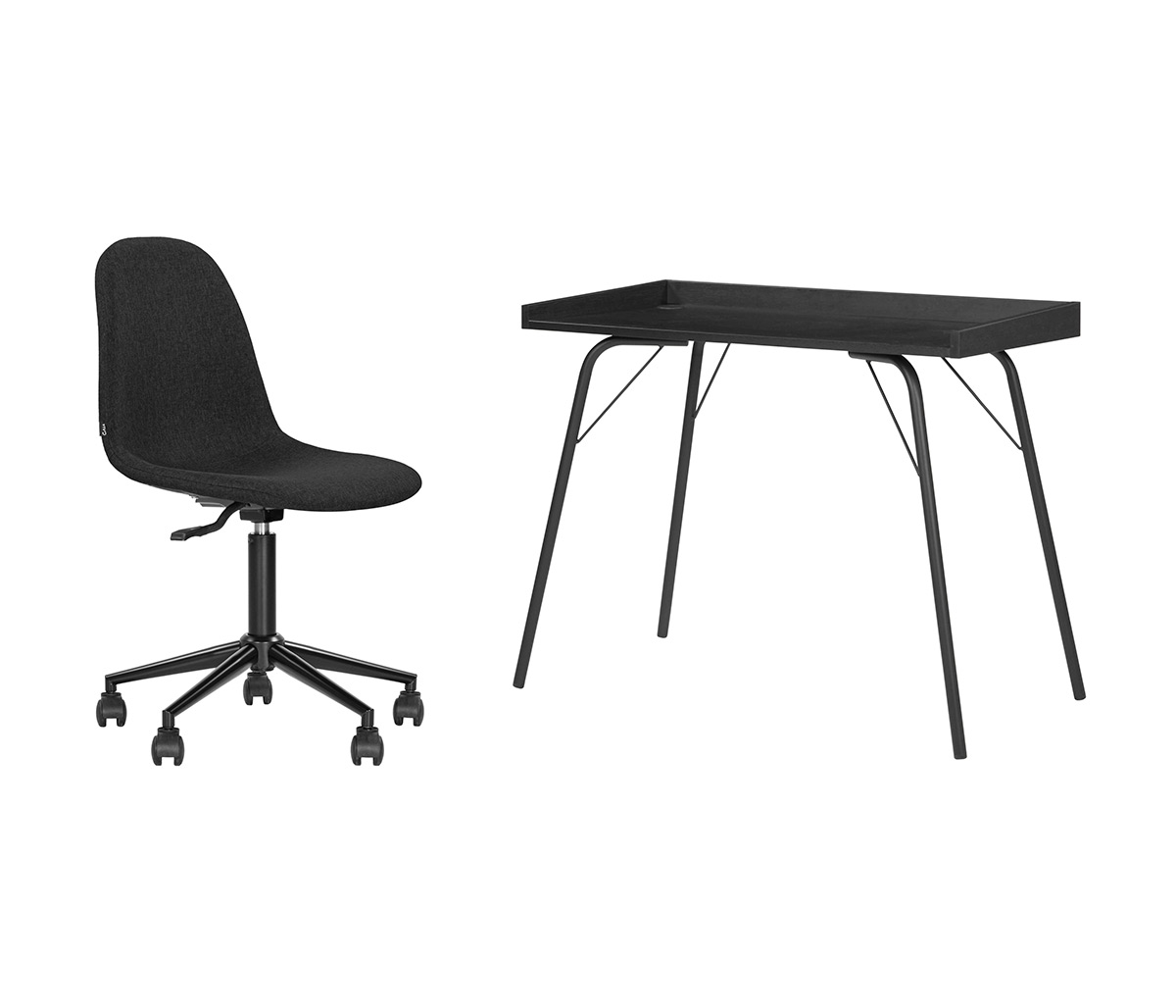 Escritorio Alonso 100cm - Negro + Silla de oficina Coelle - Negro
