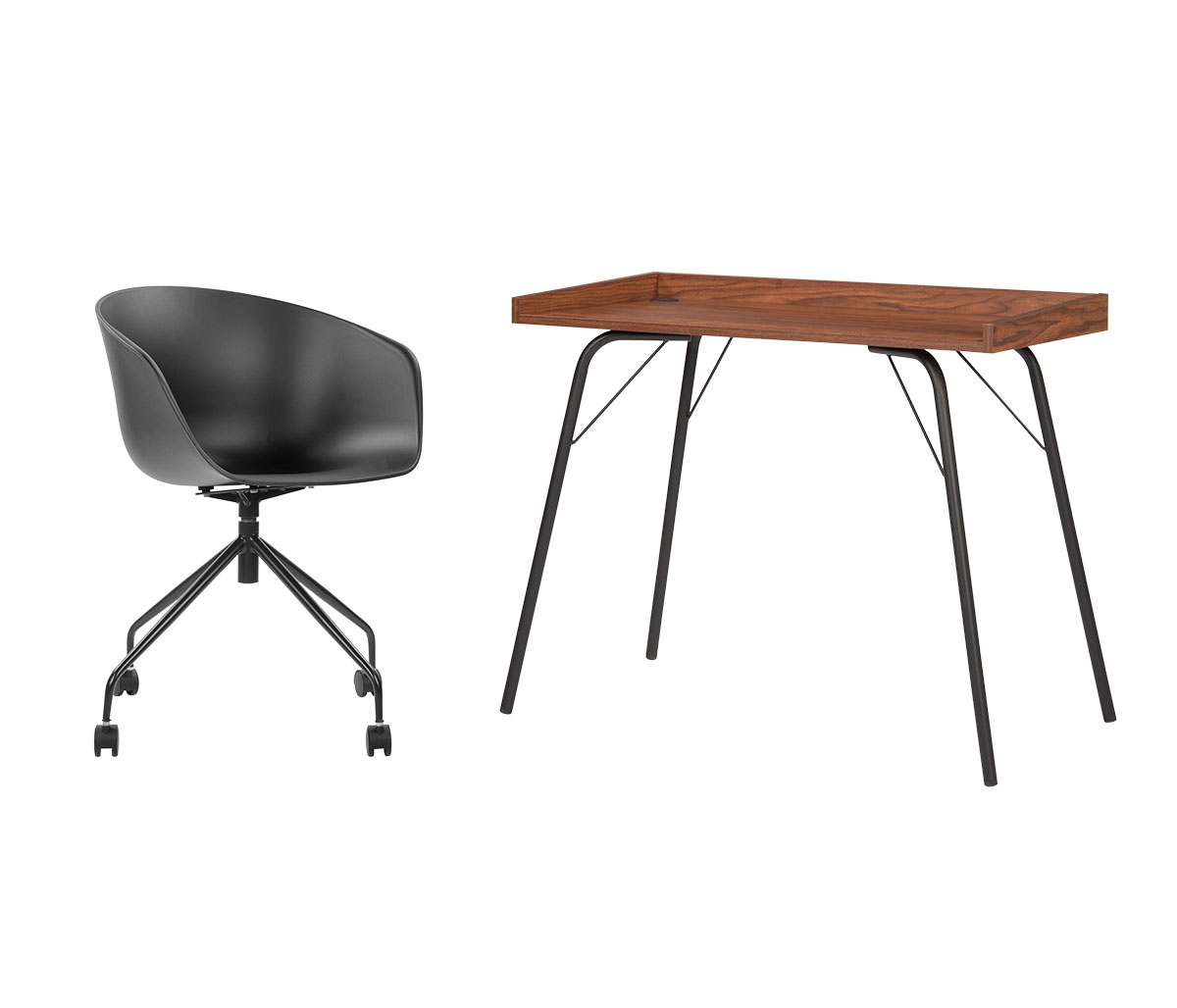 Escritorio Alonso 100cm + Silla de oficina Osel - Negro
