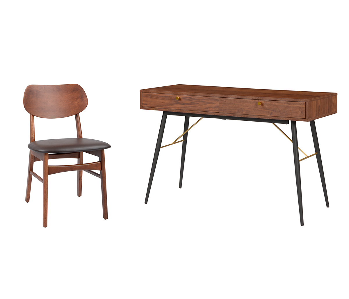 Escritorio Nishe 120cm - Nogal + Silla Salvador - Gris oscuro