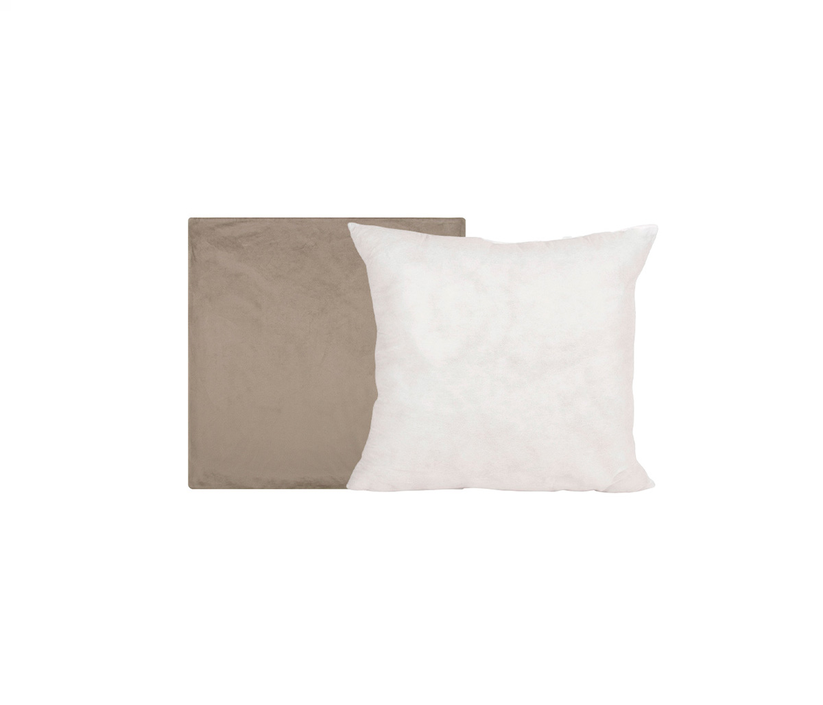 Funda para cojín de terciopelo Cachet 45 x 45 cm - Arena + Relleno para cojín 45x45 - Blanco