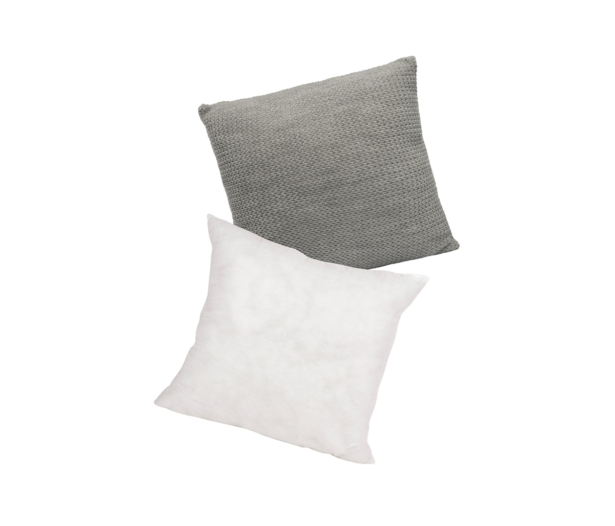 Funda de Cojín tejido Sabinas 45x45 - Gris claro + Relleno para cojín 45x45 - Blanco