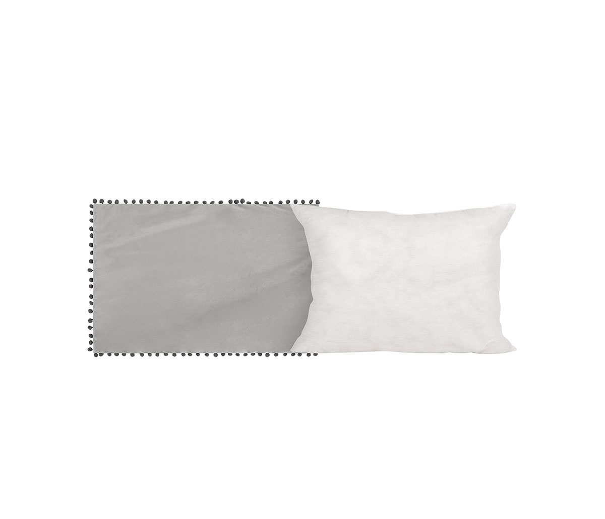 Funda para cojín de terciopelo 30 x 50 cm Cholul - Gris claro + Relleno de cojín 30x50 Brunei - Blanco