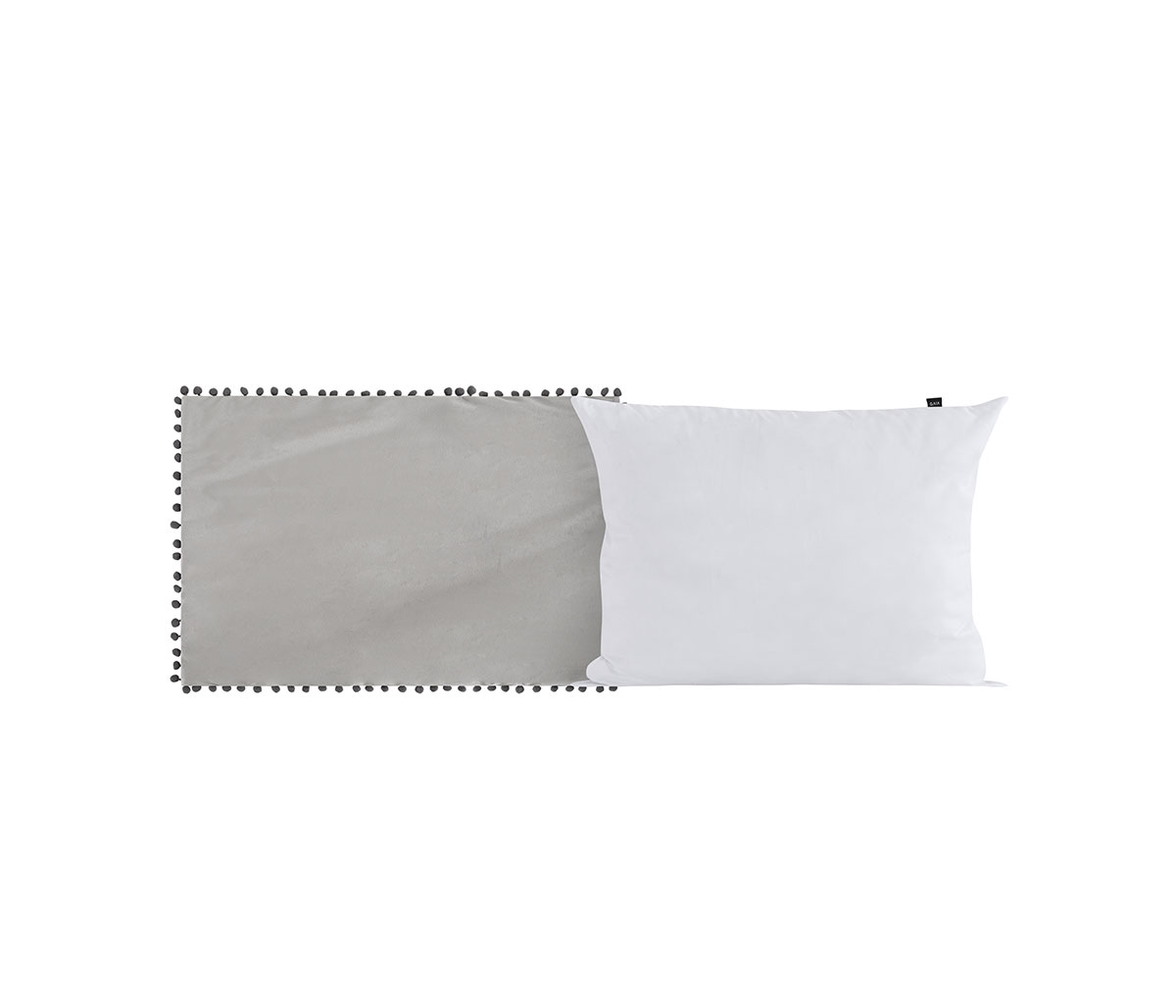 Funda para cojín de terciopelo 30 x 50 cm Cholul - Gris claro + Relleno para cojín con funda en microfibra 30x50 cm - Blanco