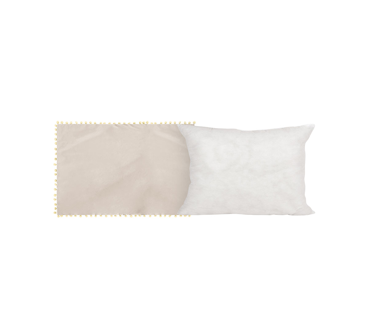 Funda para cojín de terciopelo 30 x 50 cm Cholul - Hueso + Relleno de cojín 30x50 Brunei - Blanco