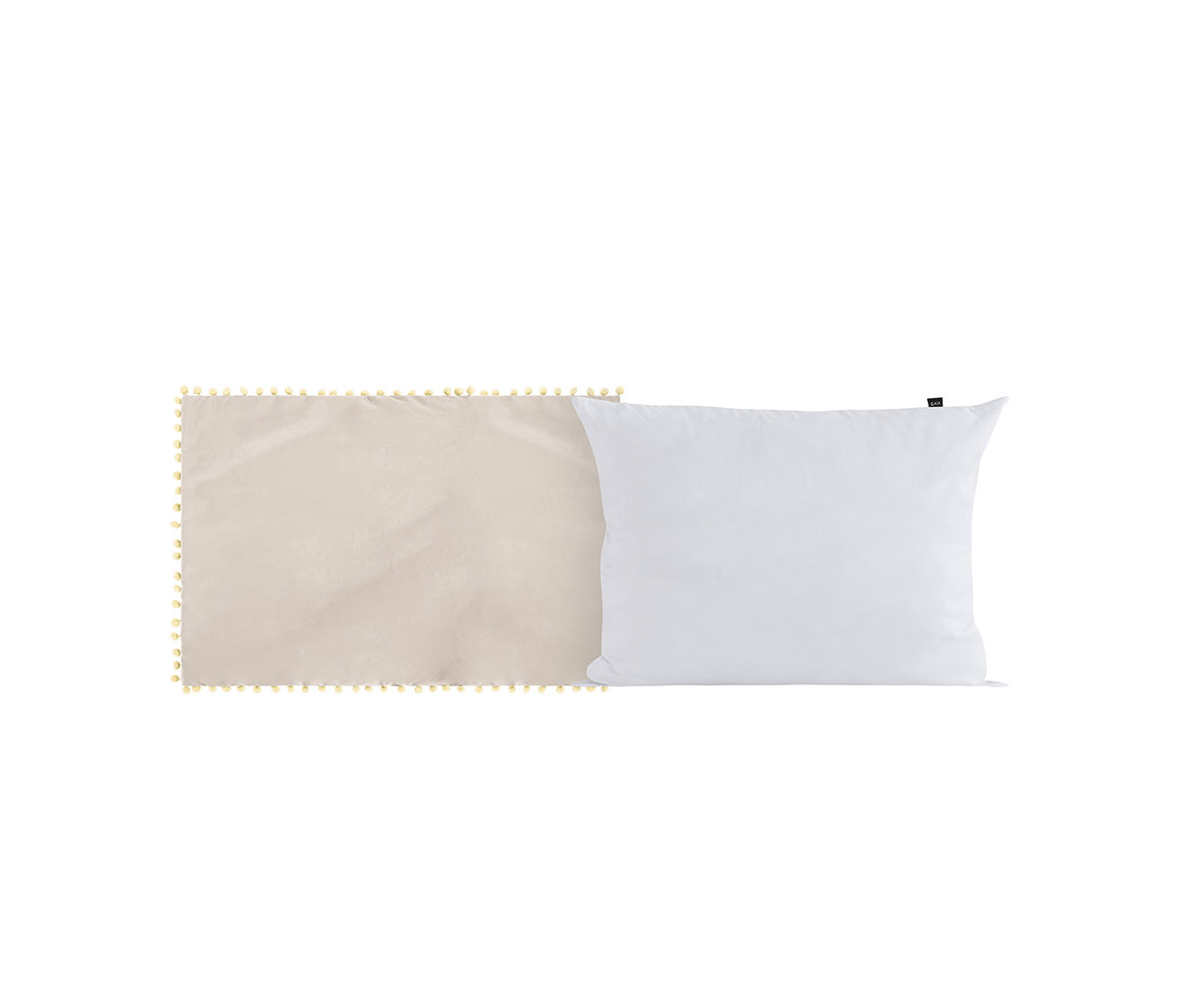 Funda para cojín de terciopelo 30 x 50 cm Cholul - Hueso + Relleno para cojín con funda en microfibra 30x50 cm - Blanco