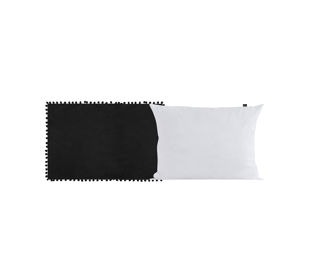 Funda para cojín de terciopelo 30 x 50 cm Cholul - Negro + Relleno para cojín con funda en microfibra 30x50 cm - Blanco