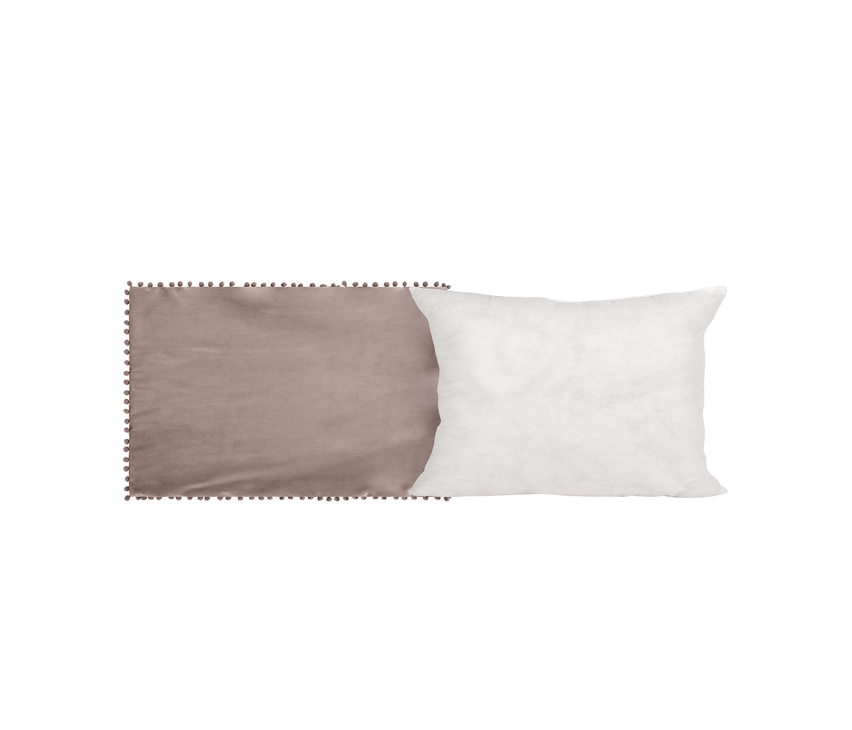 Funda para cojín de terciopelo 30 x 50 cm Cholul - Rosa claro + Relleno de cojín 30x50 Brunei - Blanco