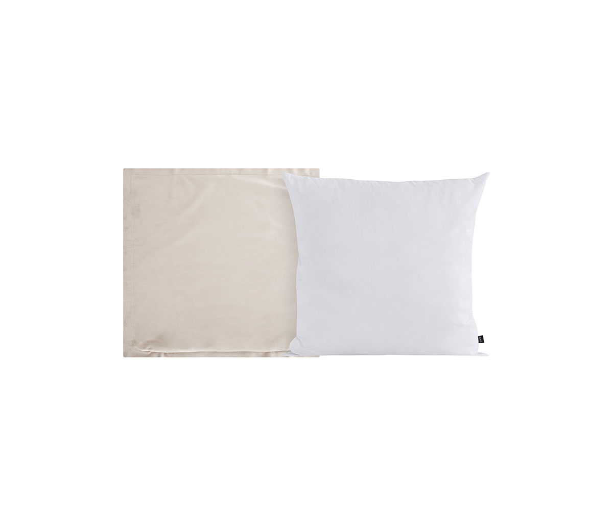 Funda para cojín de terciopelo 45 cm Chemel - Hueso + Relleno para cojín con funda en microfibra 45x45 cm - Blanco