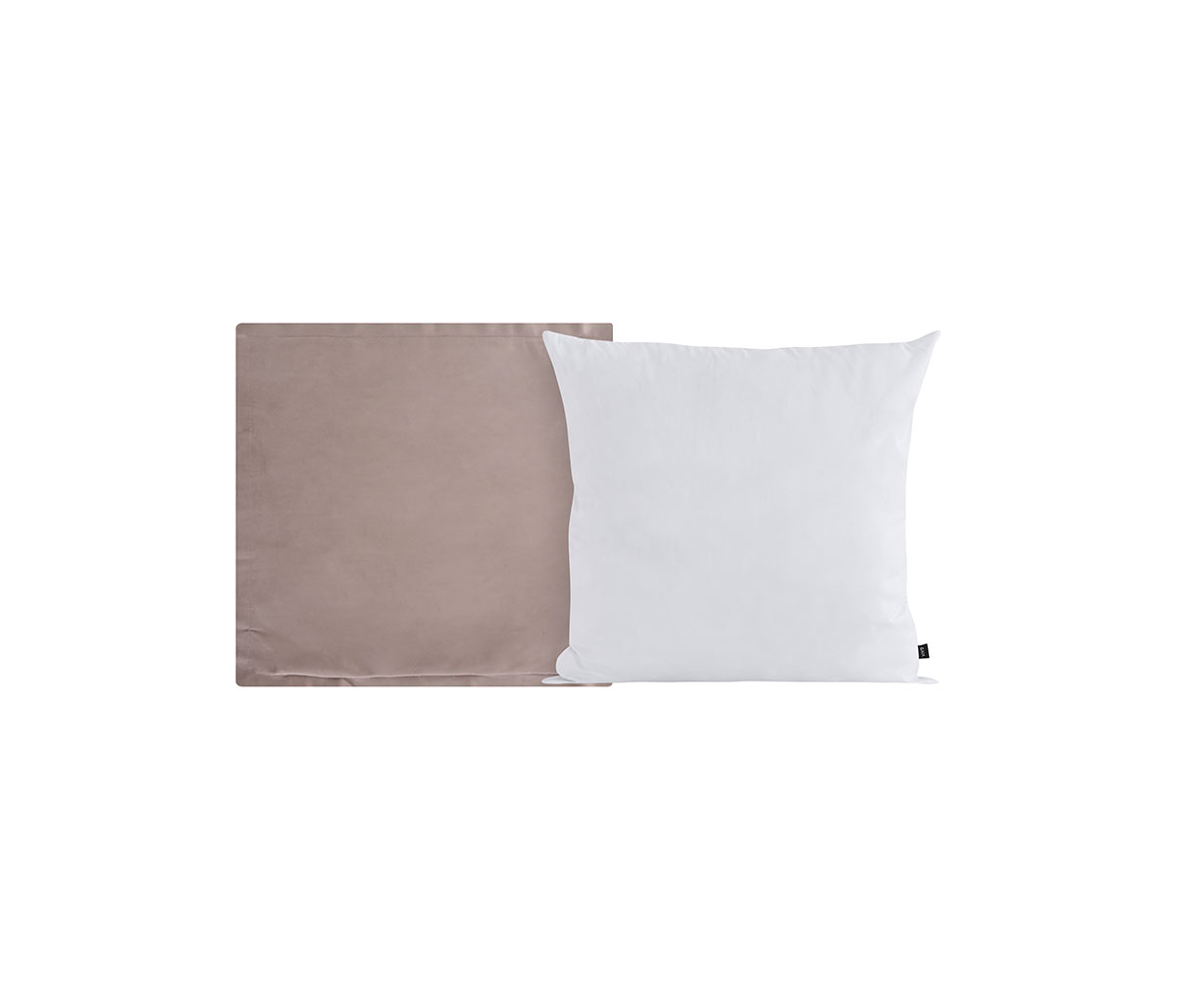 Funda para cojín de terciopelo 45 cm Chemel - Rosa claro + Relleno para cojín con funda en microfibra 45x45 cm - Blanco