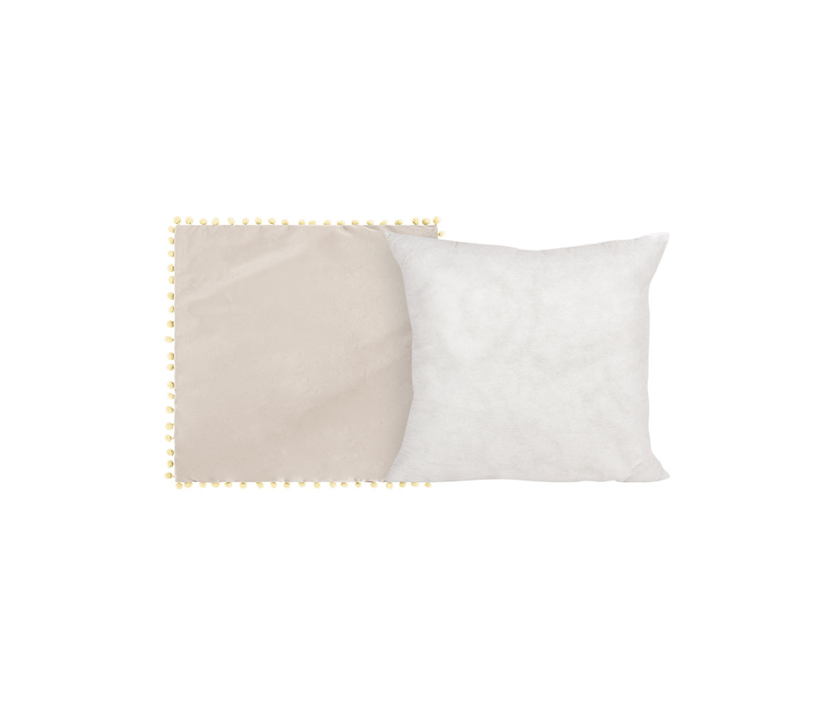 Funda para cojín de terciopelo 50 cm Cholul - Hueso + Relleno de cojín 50x50 Bahamas - Blanco