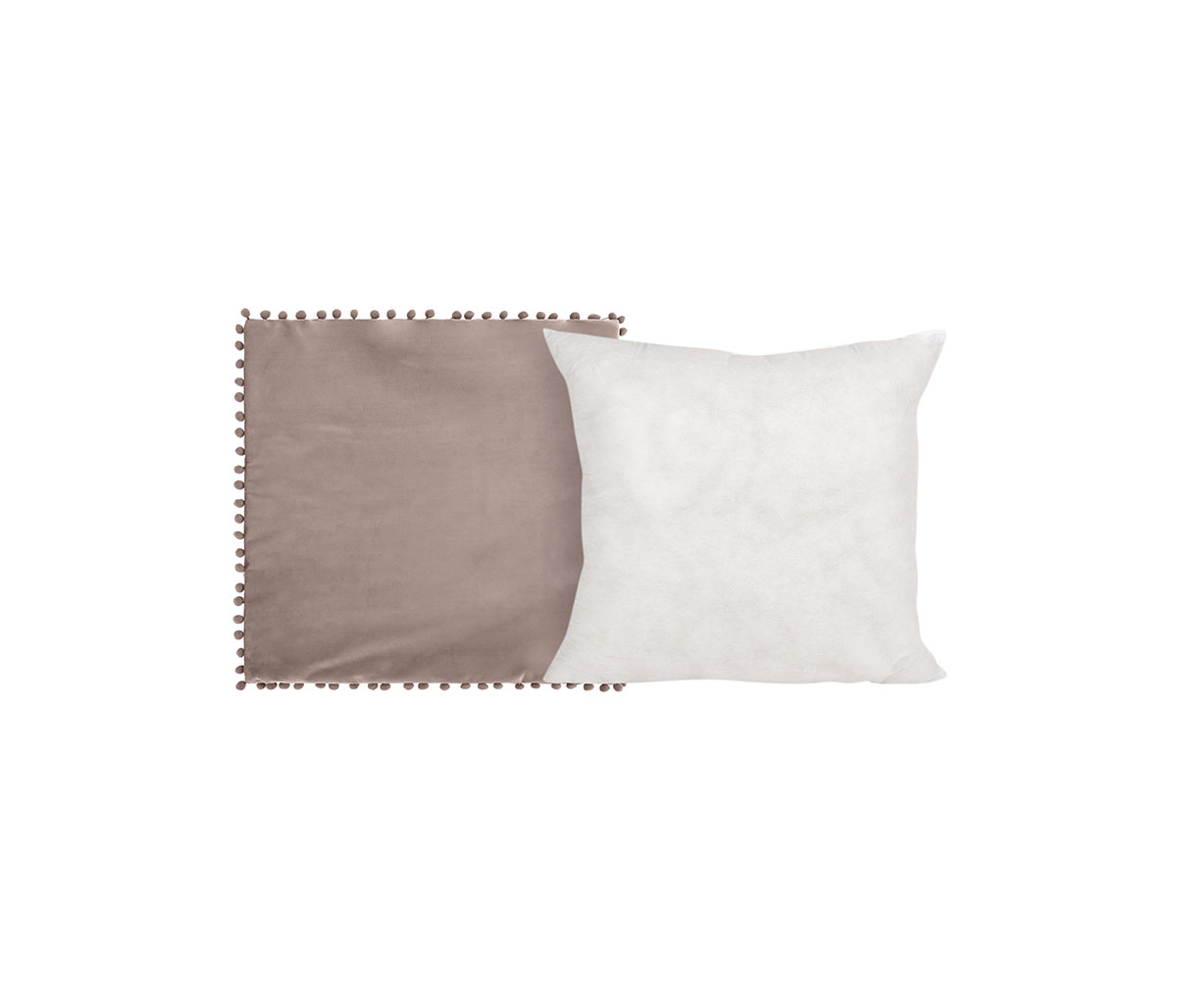 Funda para cojín de terciopelo 50 cm Cholul - Rosa claro + Relleno de cojín 50x50 Bahamas - Blanco