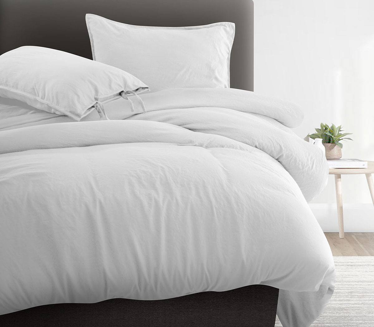 Juego de funda para duvet de microfibra lavada 4 piezas king size Tamuín - Blanco