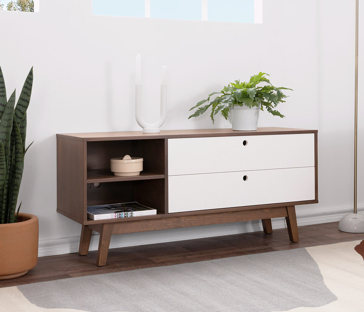 Mueble para tv Evo nogal 120cm - Blanco