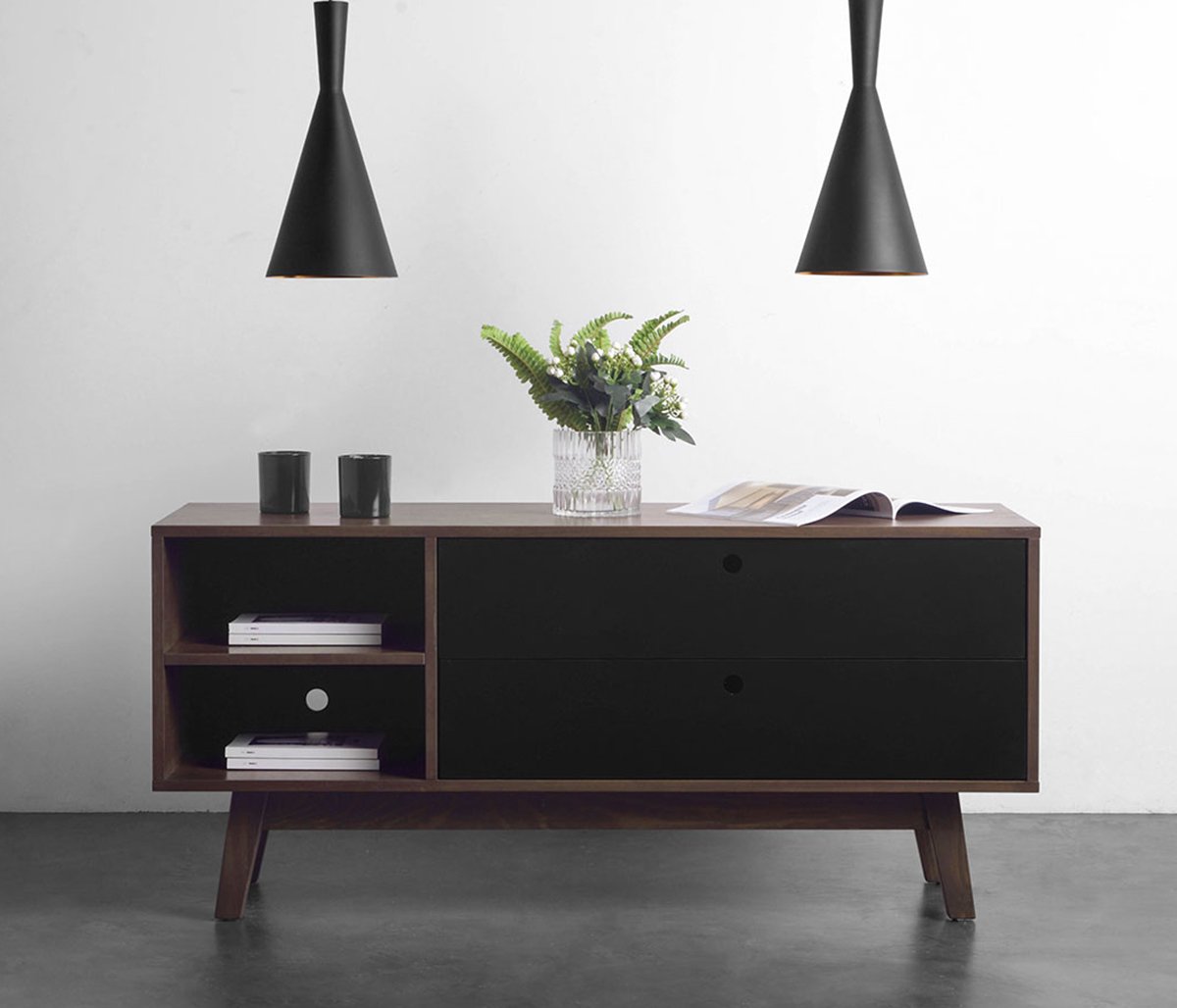 Mueble para tv Evo nogal 120cm - Negro