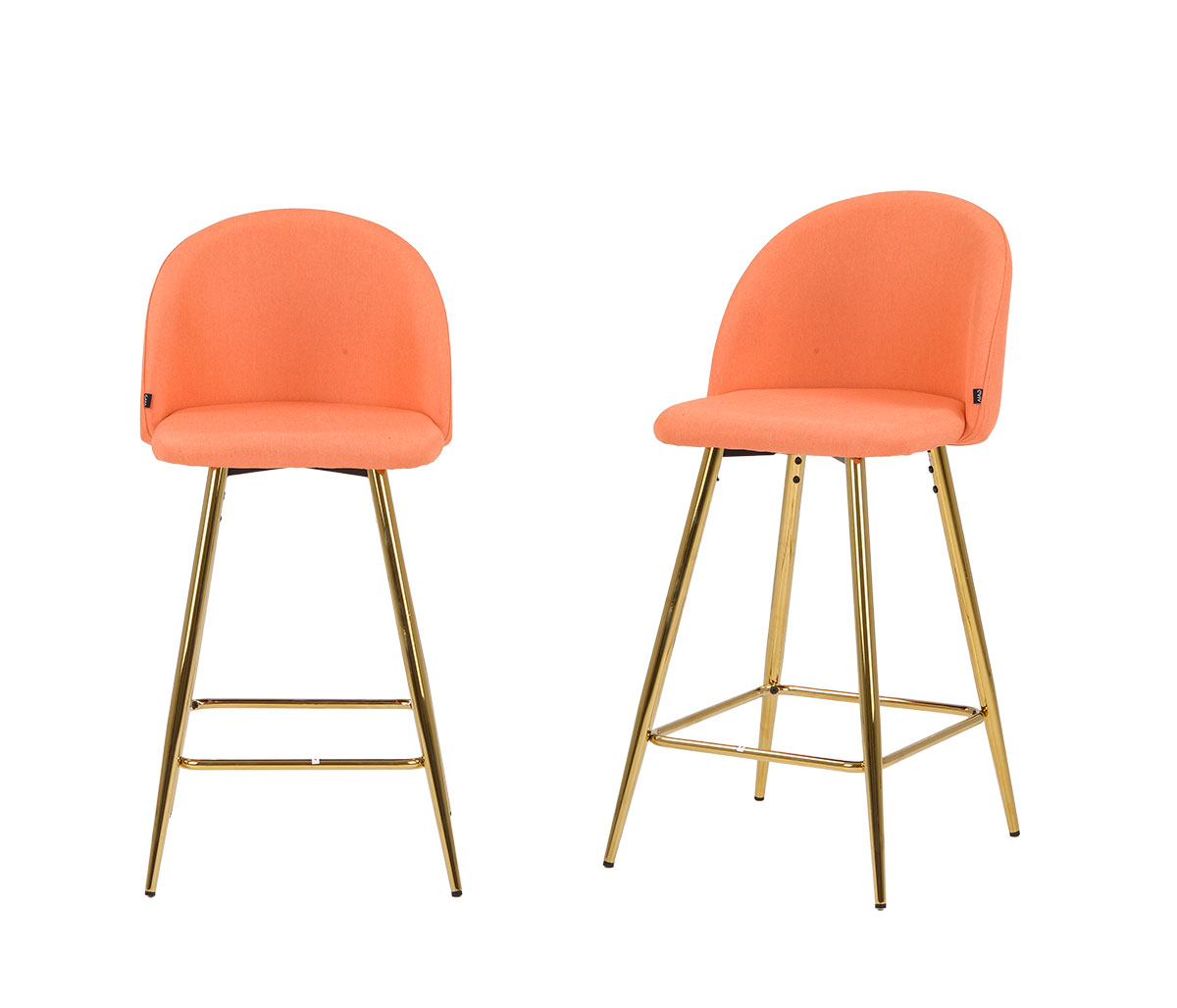 Set de 2 bancos altos Jonotla pata dorada - Naranja
