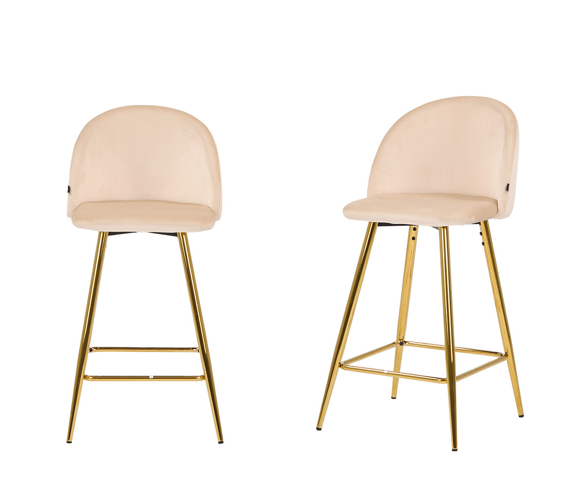 Set de 2 bancos altos Jonotla velvet pata dorada - Beige