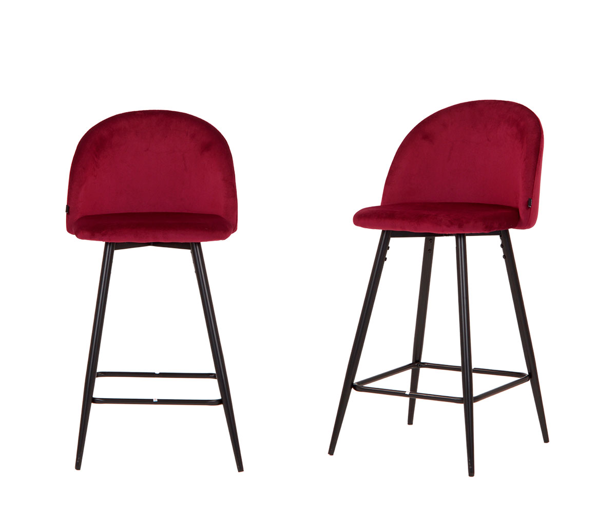 Set de 2 bancos altos Jonotla velvet pata negra - Rojo