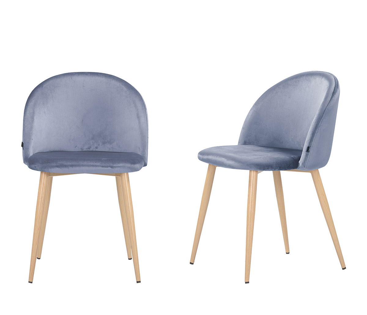 Set de 2 sillas Jonotla velvet pata natural - Gris oscuro
