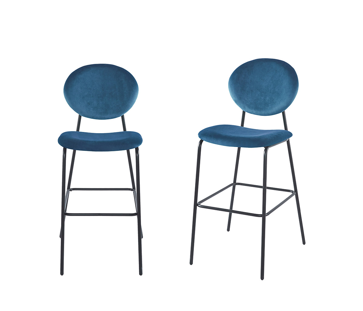 Set de 2 bancos altos Pisa pata negra - Azul oscuro