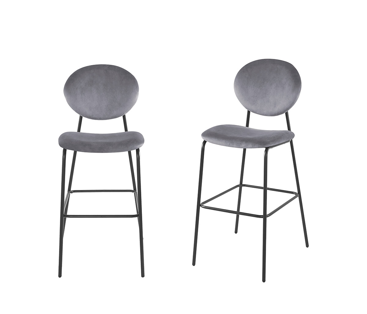 Set de 2 bancos altos Pisa pata negra - Gris