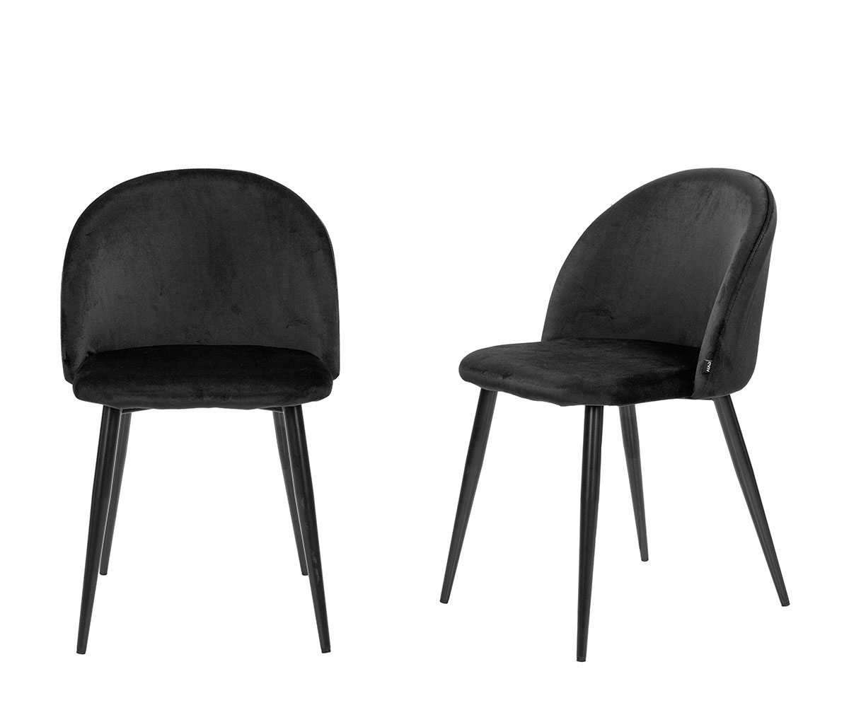 Set de 2 sillas Jonotla velvet pata negra - Negro
