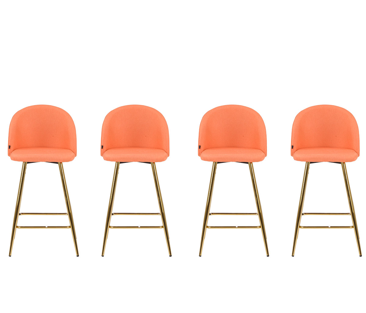 Set de 4 bancos altos Jonotla pata dorada - Naranja