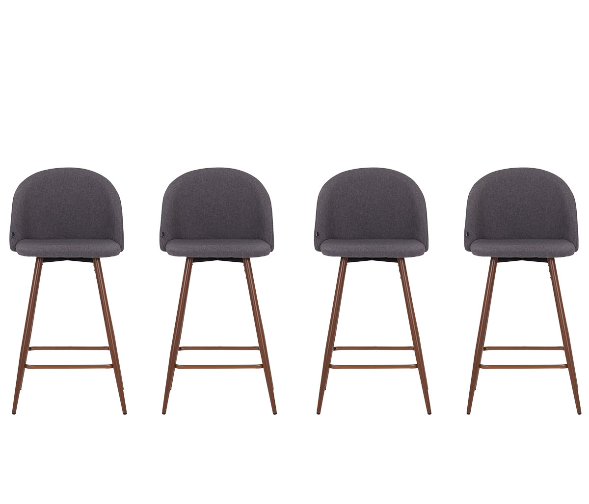 Set de 4 bancos altos Jonotla pata nogal - Gris oscuro
