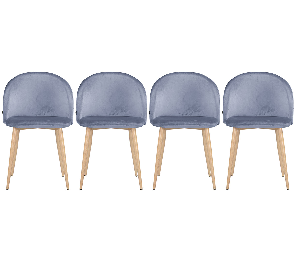 Set de 4 sillas Jonotla velvet pata natural - Gris oscuro