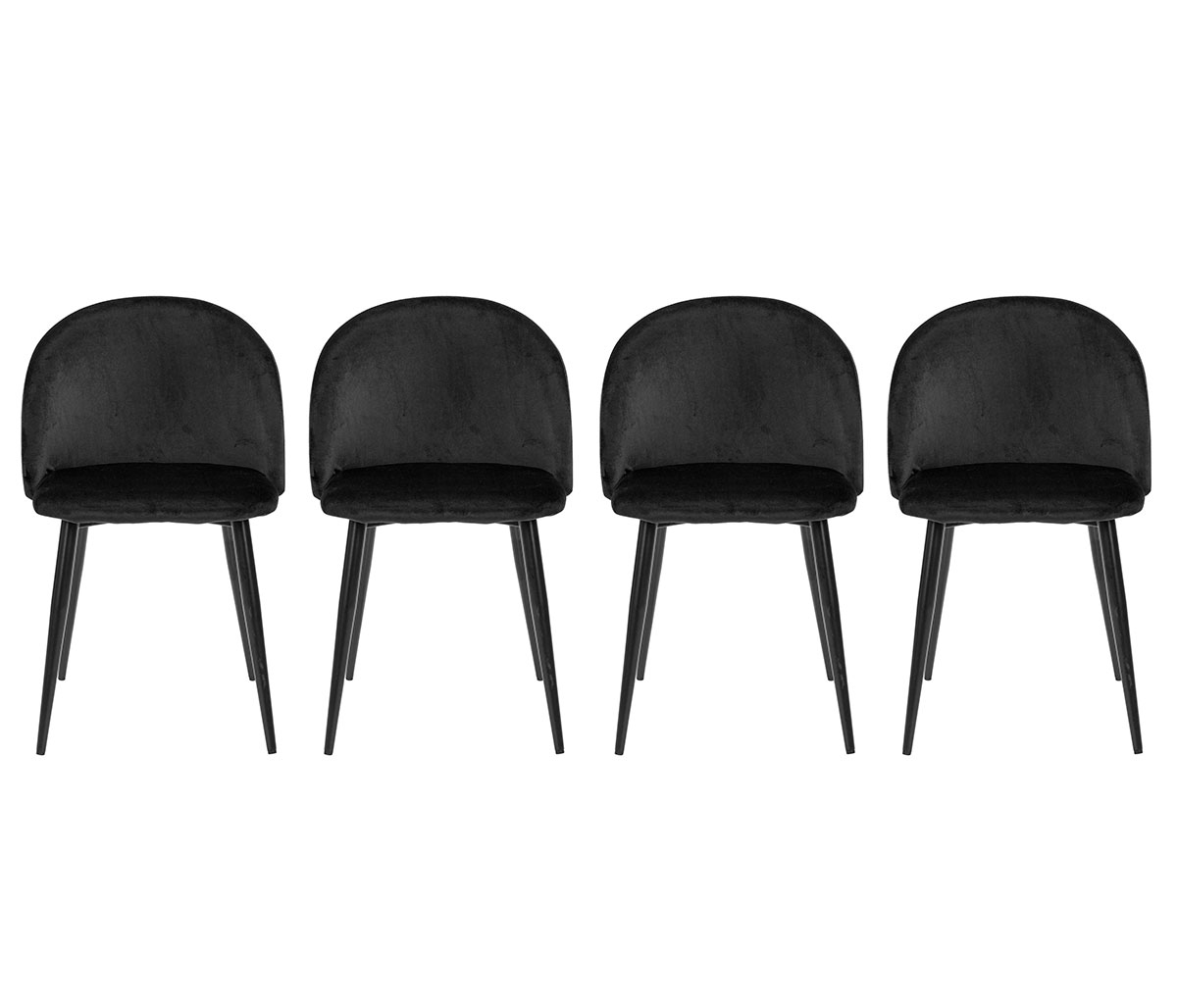 Set de 4 sillas Jonotla velvet pata negra - Negro