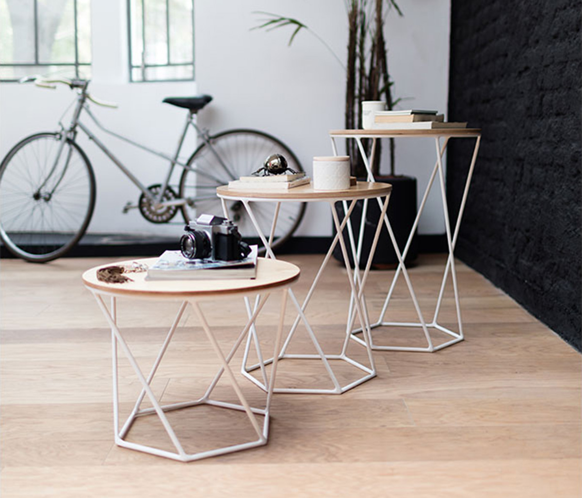 Set de 3 Mesas Hexa - Blanco