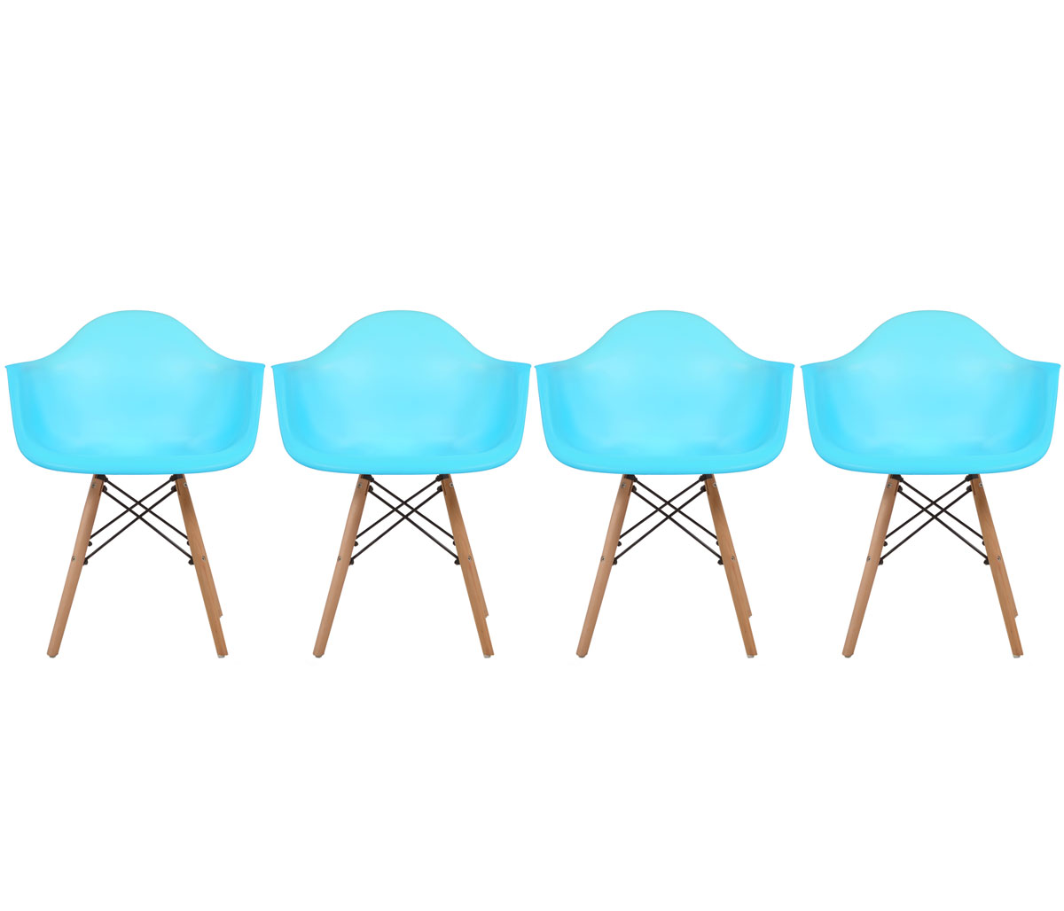 Set de 4 sillas réplica Eames Armchair - Azul