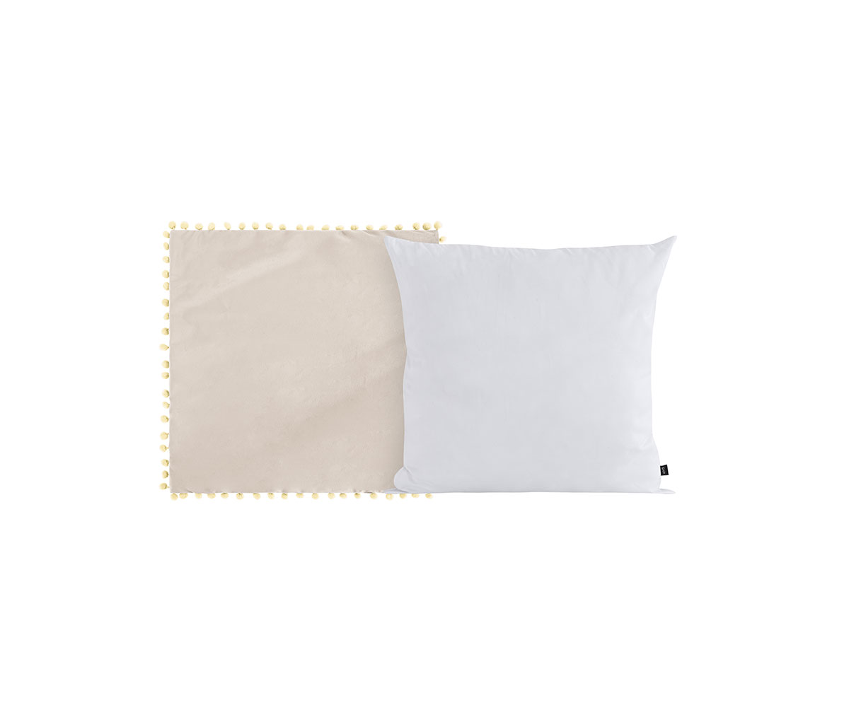 Funda para cojín de terciopelo 50 cm Cholul - Hueso + Relleno para cojín con funda en microfibra 50x50 cm - Blanco