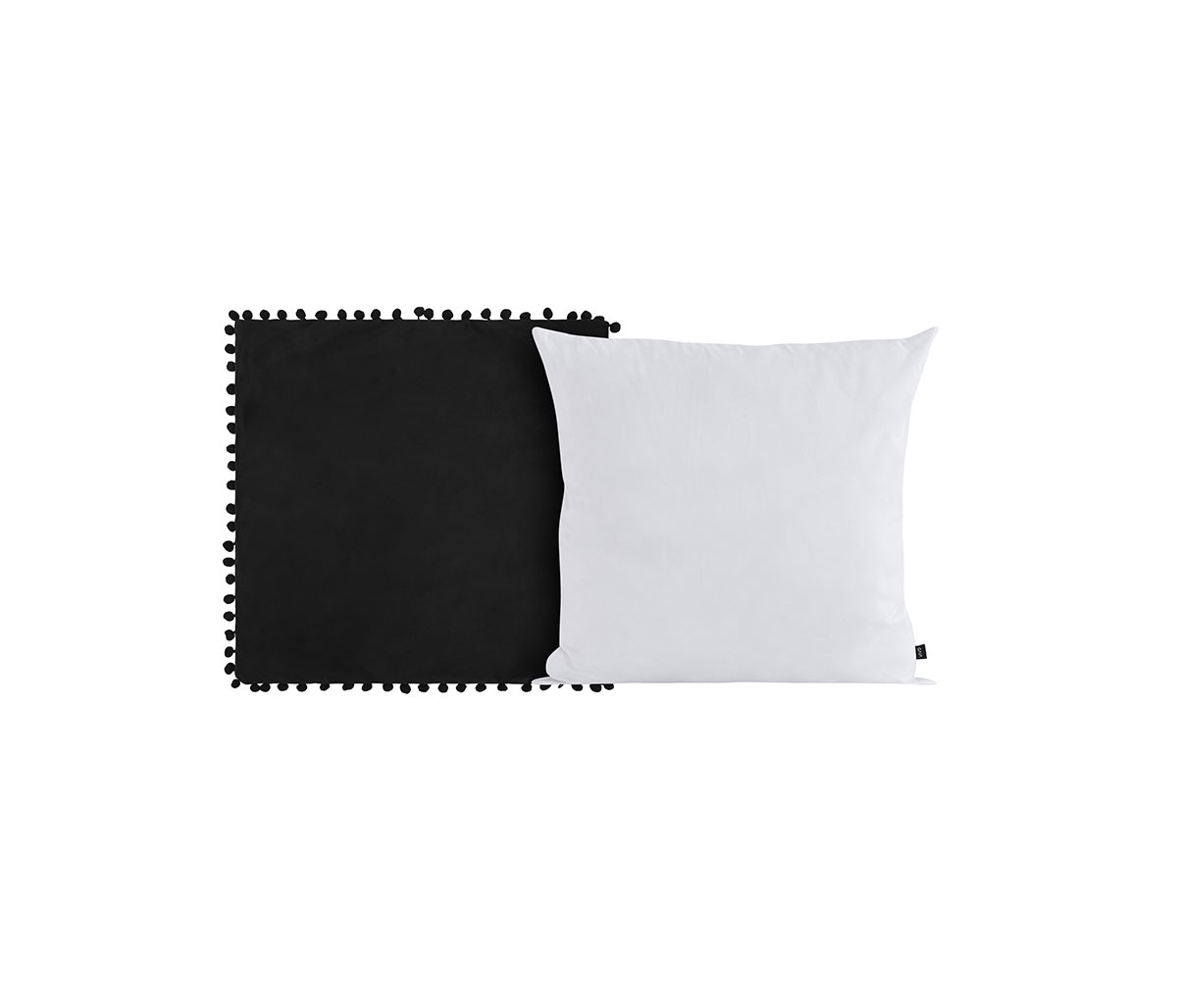 Funda para cojín de terciopelo 50 cm Cholul - Negro + Relleno para cojín con funda en microfibra 50x50 cm - Blanco