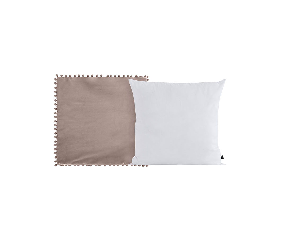 Funda para cojín de terciopelo 50 cm Cholul - Rosa claro + Relleno para cojín con funda en microfibra 50x50 cm - Blanco