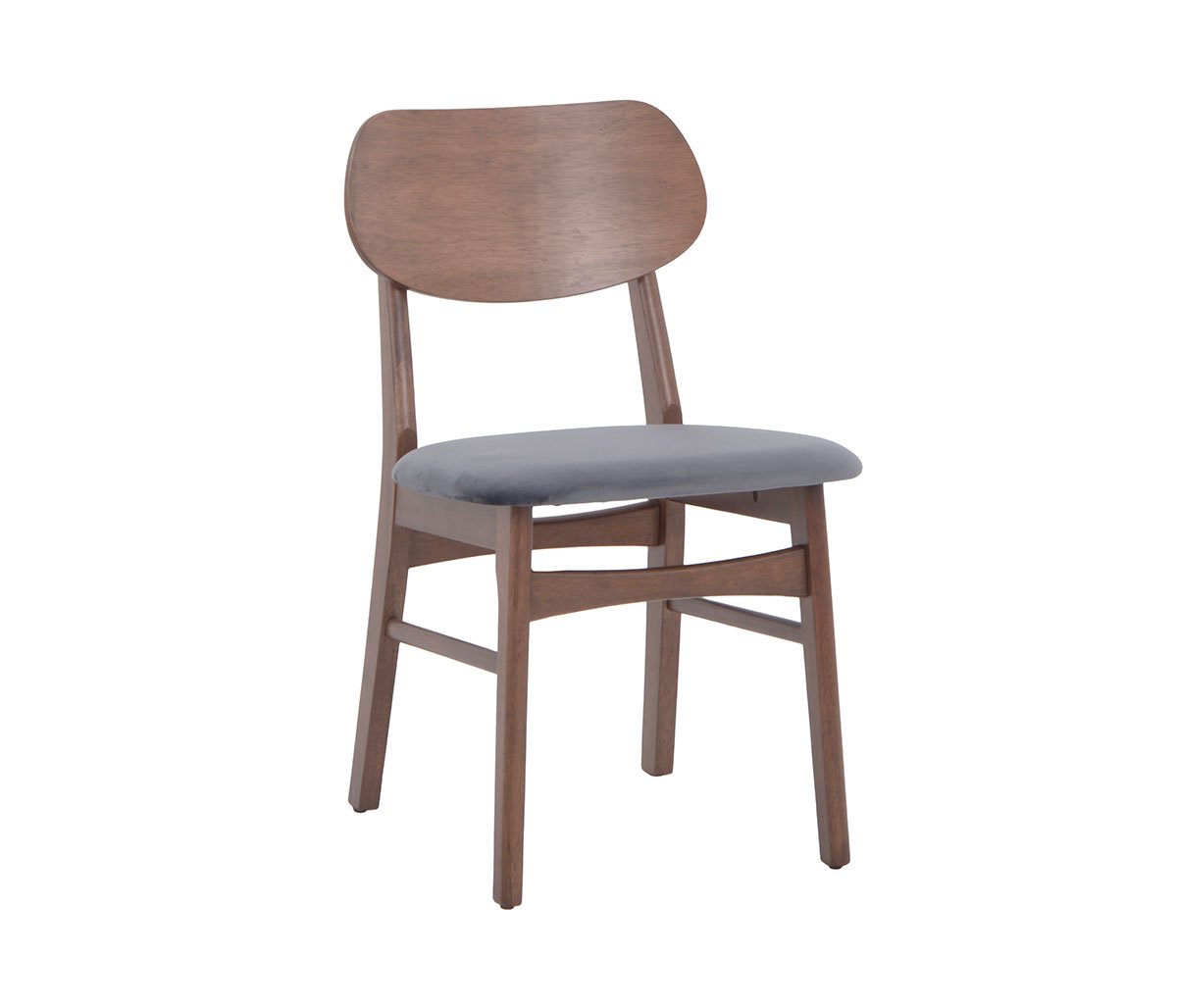 Silla Boris terciopelo pata nogal - Gris oscuro