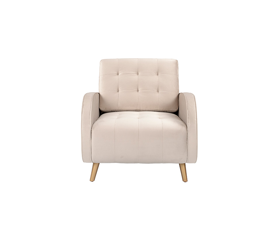 Sillón Dominó pata dorada - Beige