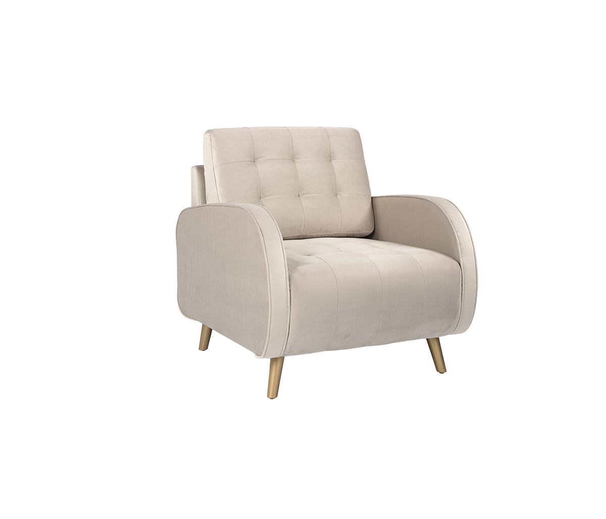 Sillón Dominó pata dorada - Beige