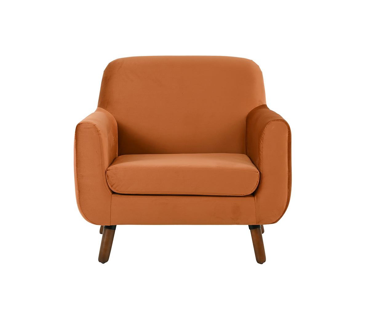 Sillón Jitotol terciopelo pata Nogal - Naranja