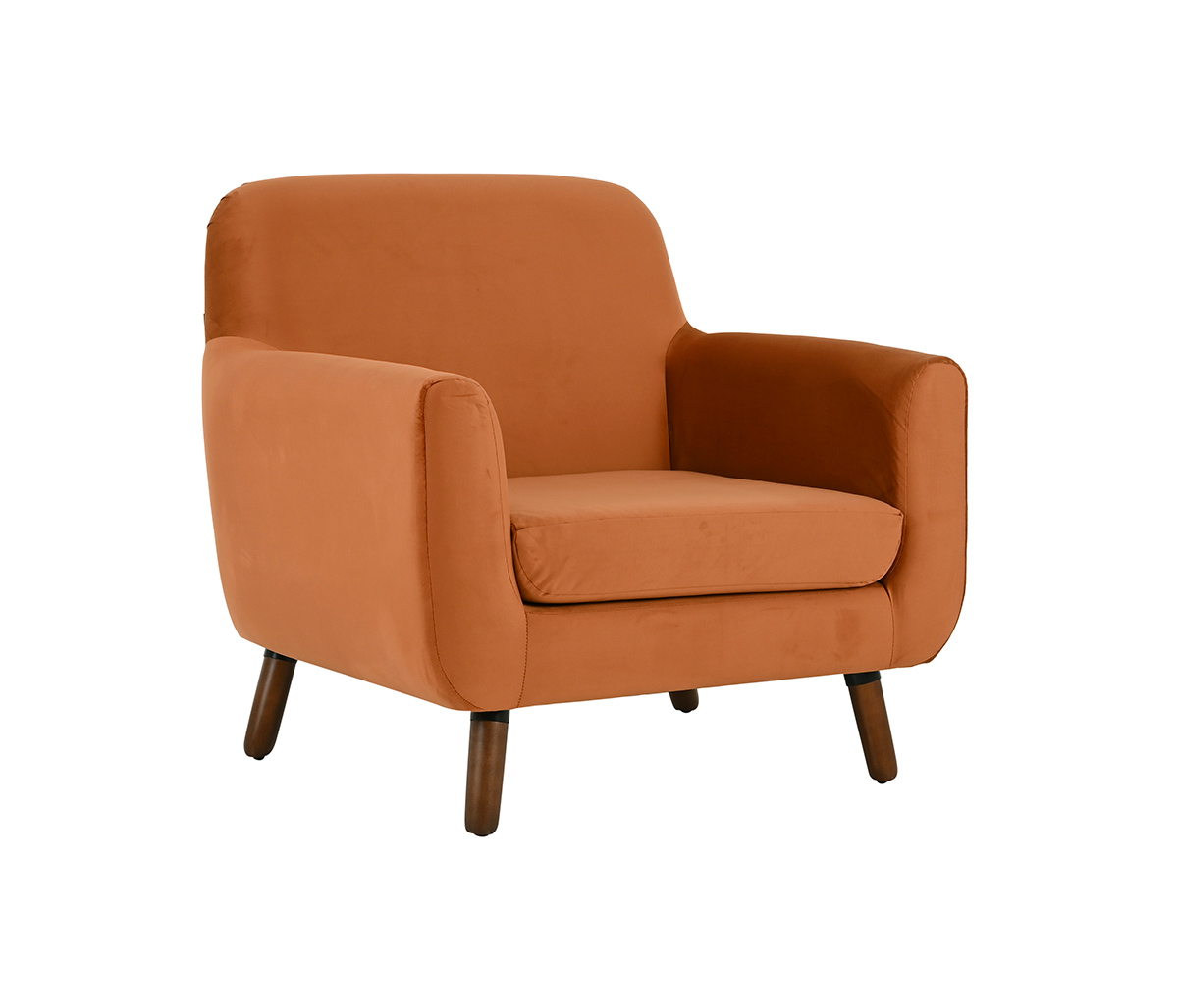 Sillón Jitotol terciopelo pata Nogal - Naranja